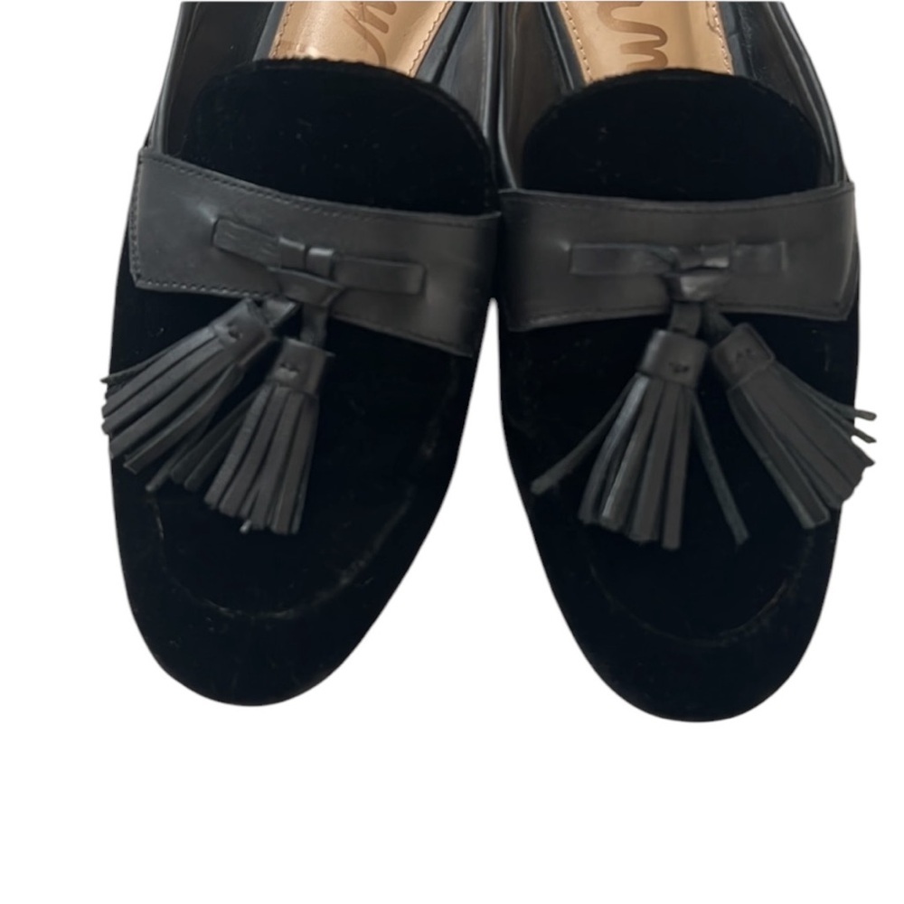 New Sam Edelman Dark Navy Leather Loafers Slip On Low Heel Tasseled Size 6 - Picture 9 of 14